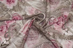 TESSUTO VOILE MISTO SETA DISEGNO CASHMERE ROSA