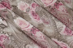 TESSUTO VOILE MISTO SETA DISEGNO CASHMERE ROSA