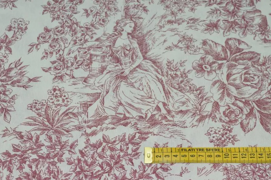 TOILE DE JOUY MISTO COTONE ROSSO