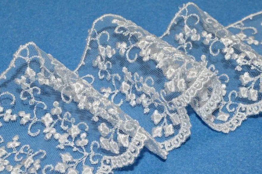 TULLE RICAMATO BIANCO ALTEZZA 7 CM
