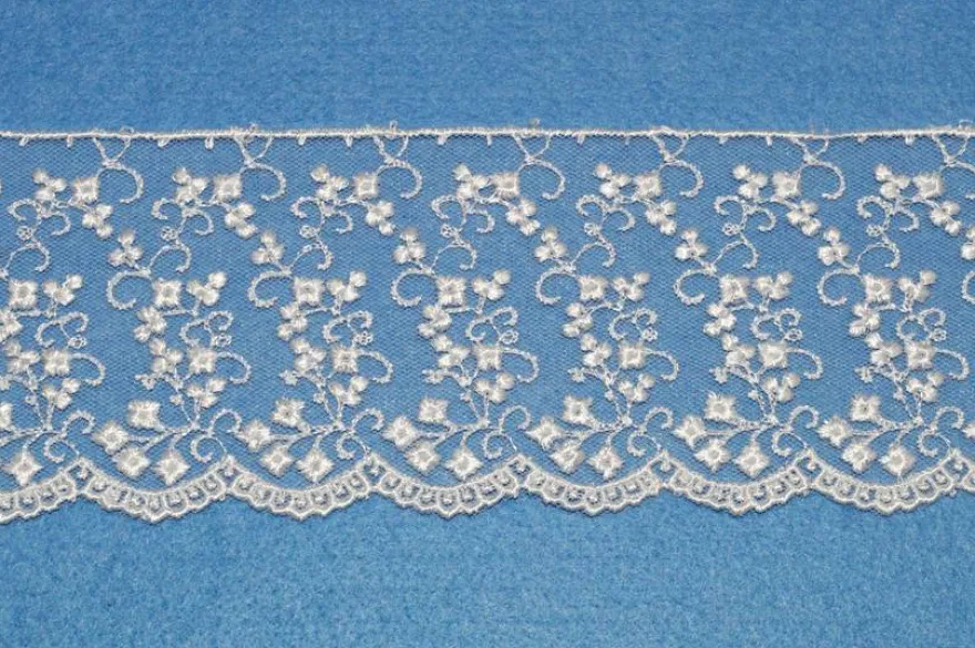 TULLE RICAMATO BIANCO ALTEZZA 7 CM