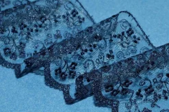 TULLE RICAMATO BLU ALTEZZA 7 CM