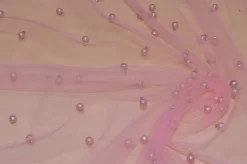 TULLE ROSA CON PERLINE APPLICATE