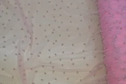 TULLE ROSA CON PERLINE APPLICATE